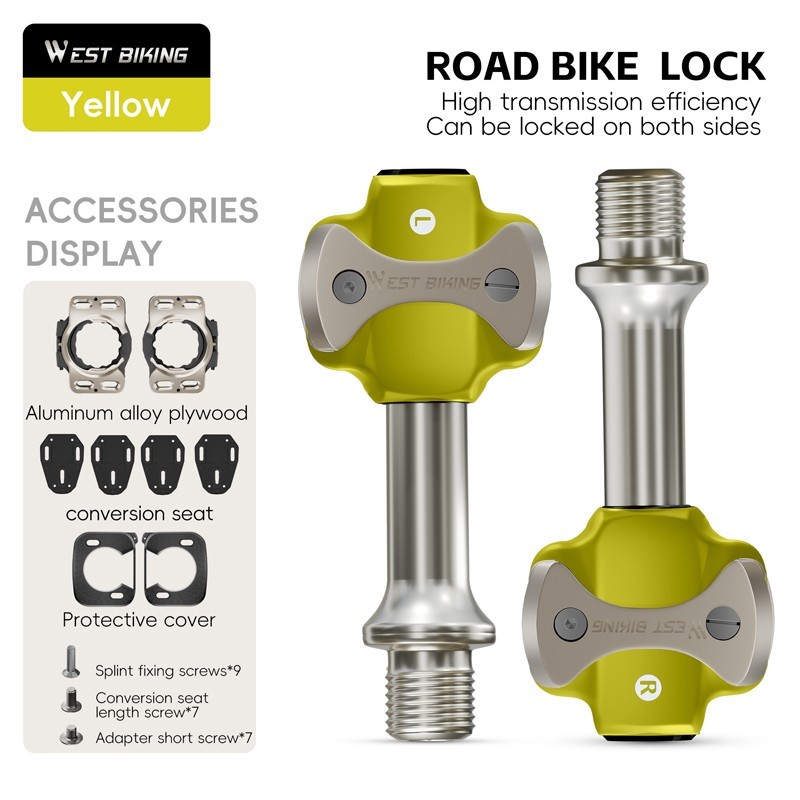 Road Bike Lock Pedals 3 Bearing for SPEEDPLAY Bicycle Clipless Pedals Yellow