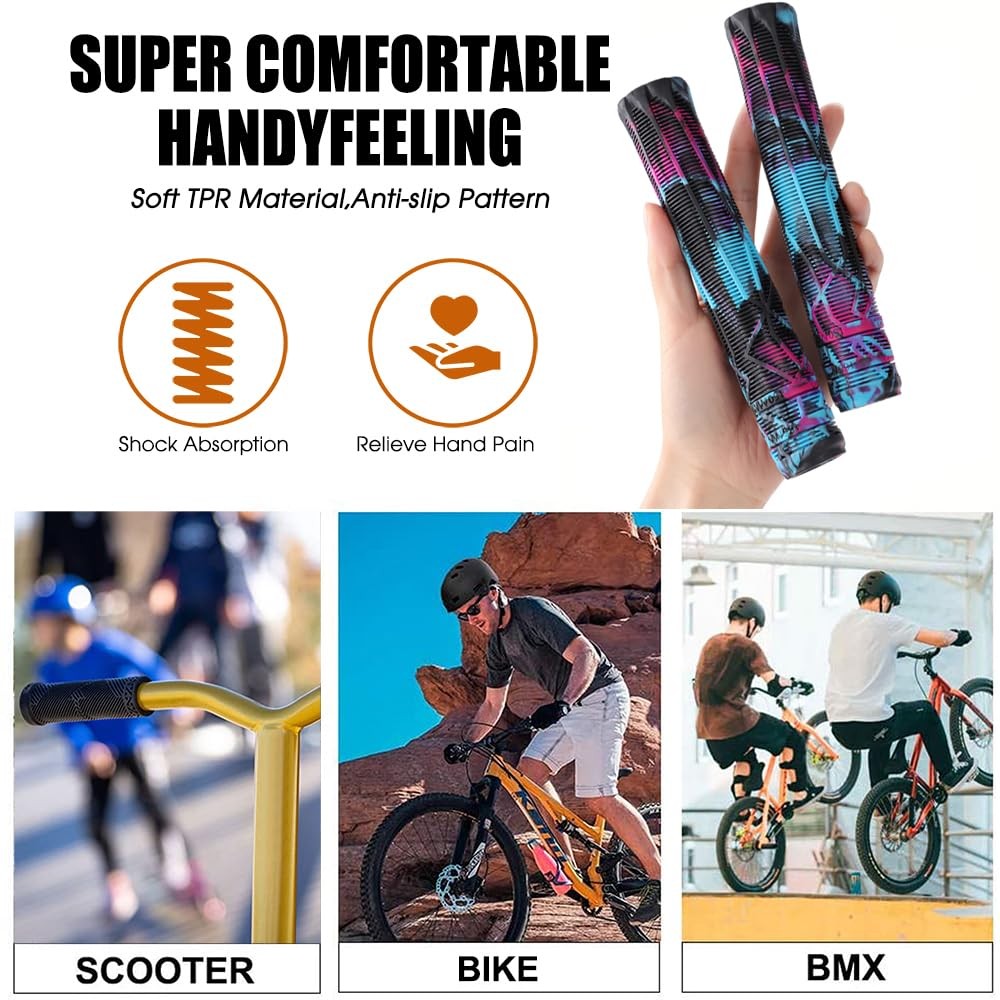 Scooter Grips – Mixed Color MTB & BMX Handlebar Grips | 150/165/180mm with Ea…