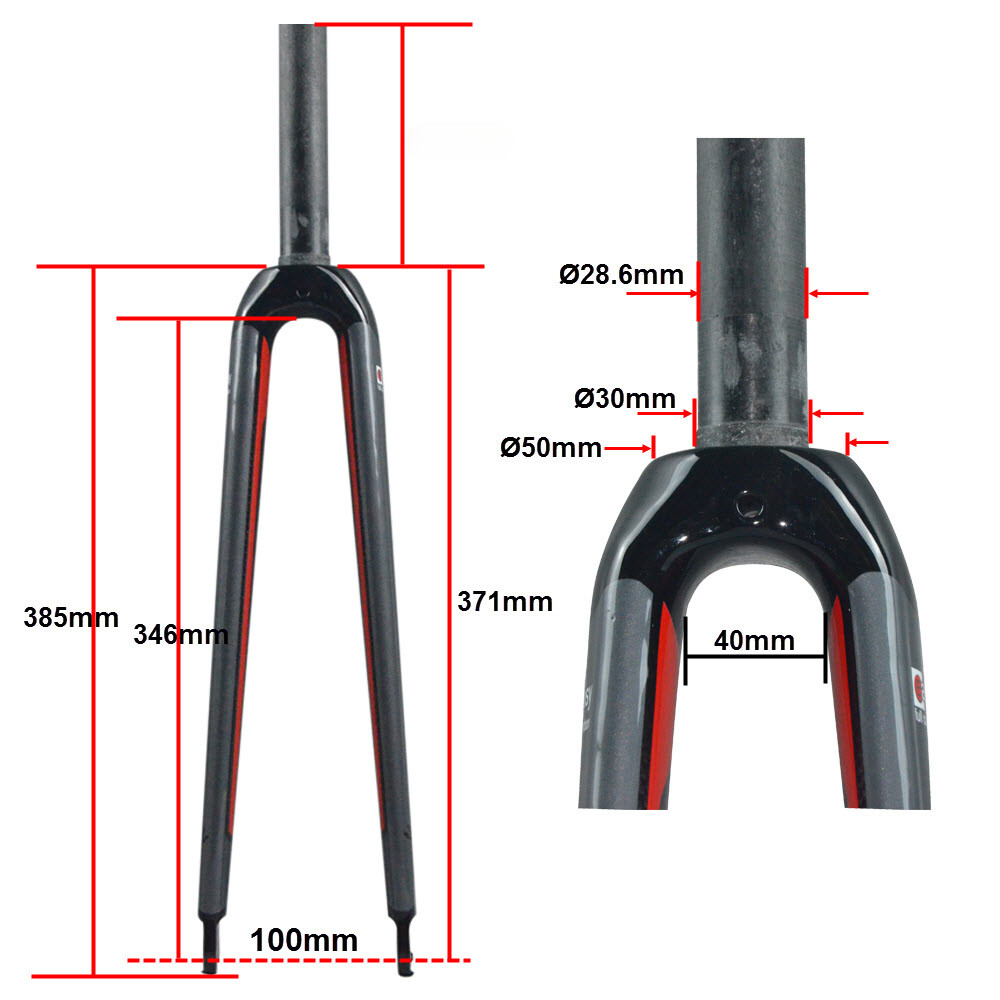 3K Carbon Bicycle Fork Rigid Road Bike Fork 700*28C 28.6mm Steerer Tube C Brake