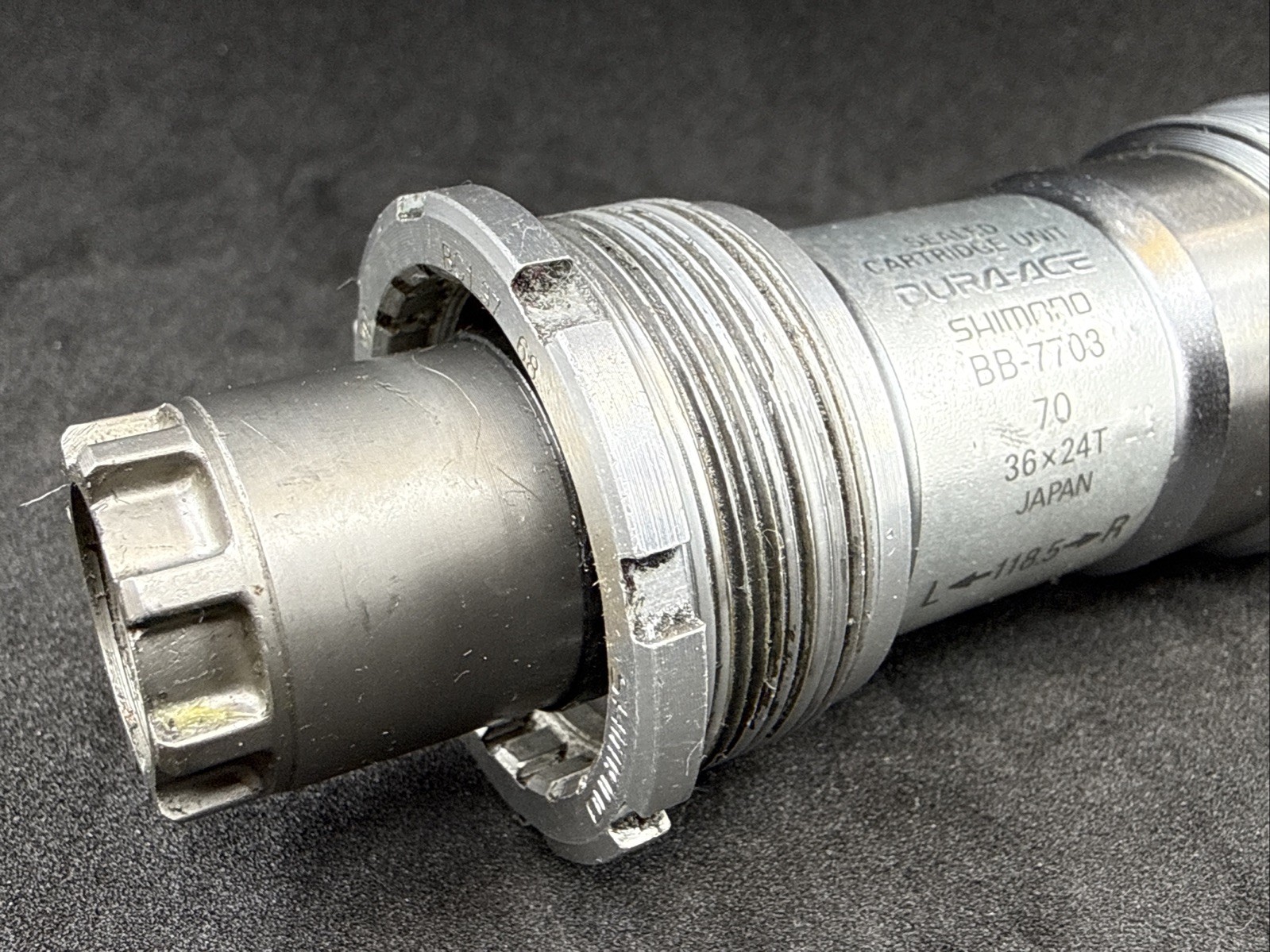 RARE Shimano Dura-Ace BB-7703 Octalink 118.5mm TRIPLE Italian ITA Bottom Bracket