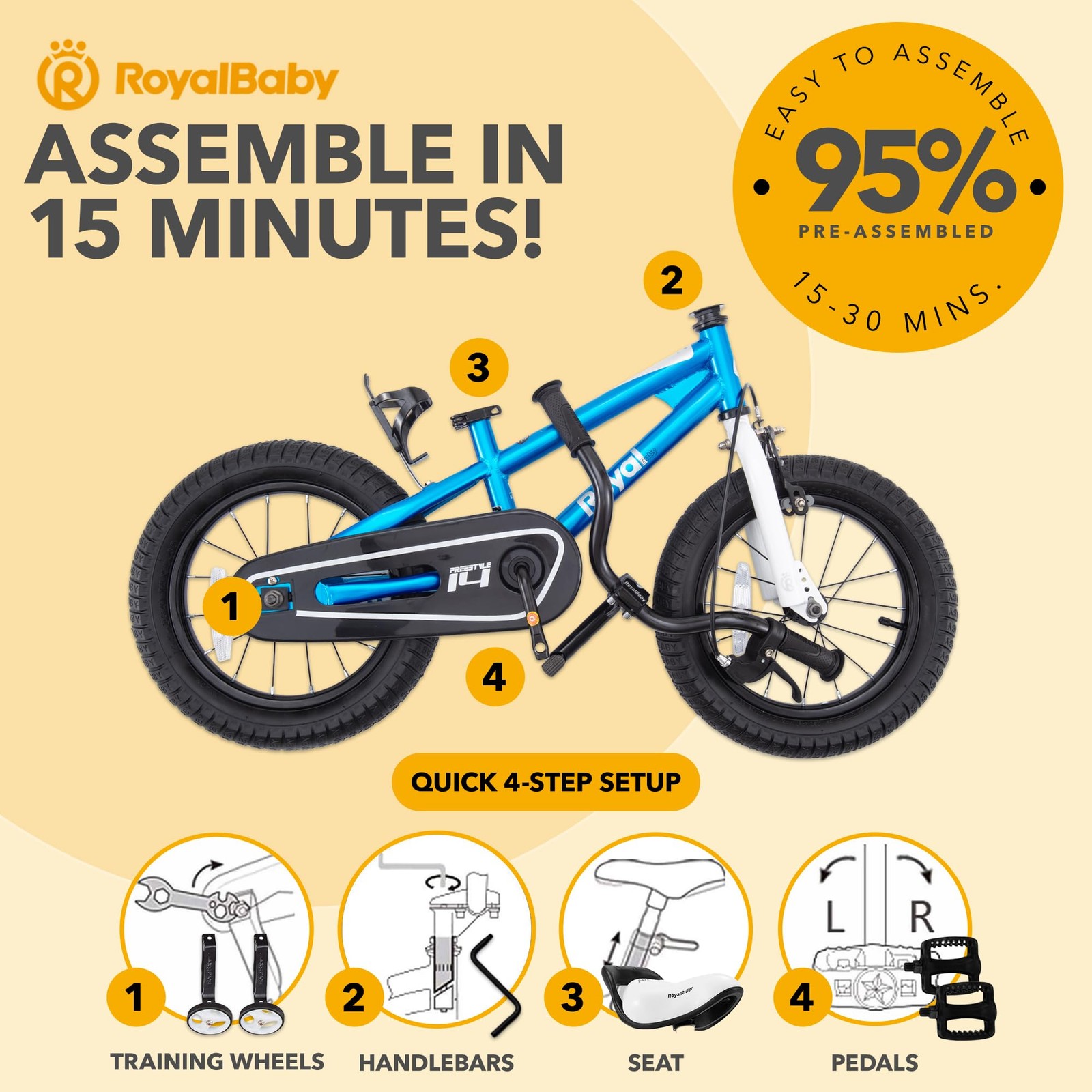 Royalbaby Freestyle Outdoor Childrens Bicycle Coaster Brakes Sporty Kid Bike