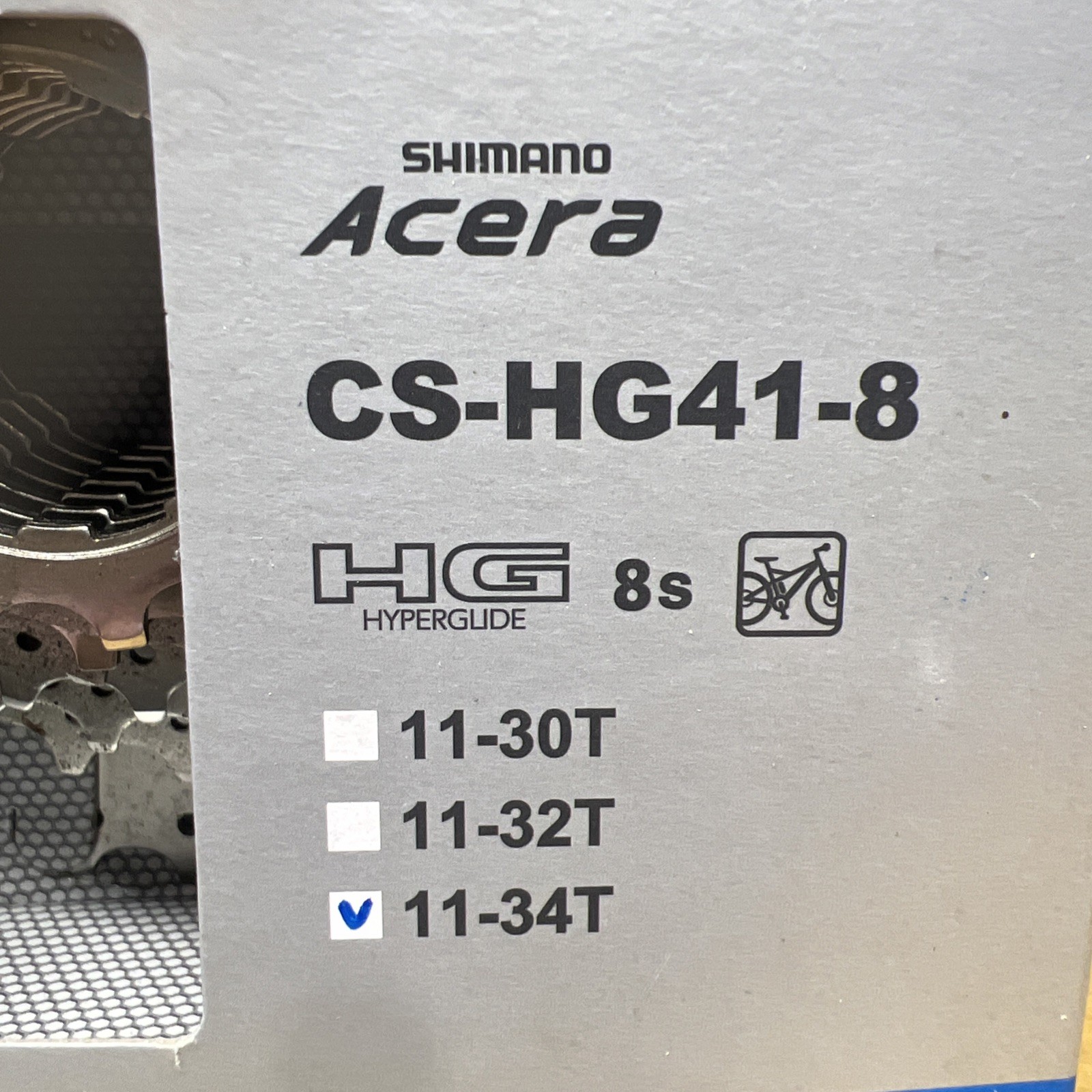 Shimano Cassette CS-HG41-8 Acera 8 Speed 11-34 Tooth HyperGlide Silver -H