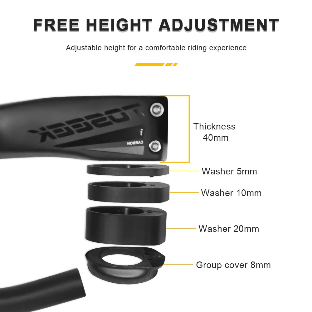 TOSEEK Carbon Fiber Integrated Handlebar -8° Gravel Road Bicycle Drop Bar 28.6mm