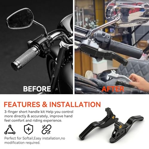 3 Finger 5.9″ Shorty Brake Clutch Levers Kit for 2015-2024 Harley Softail