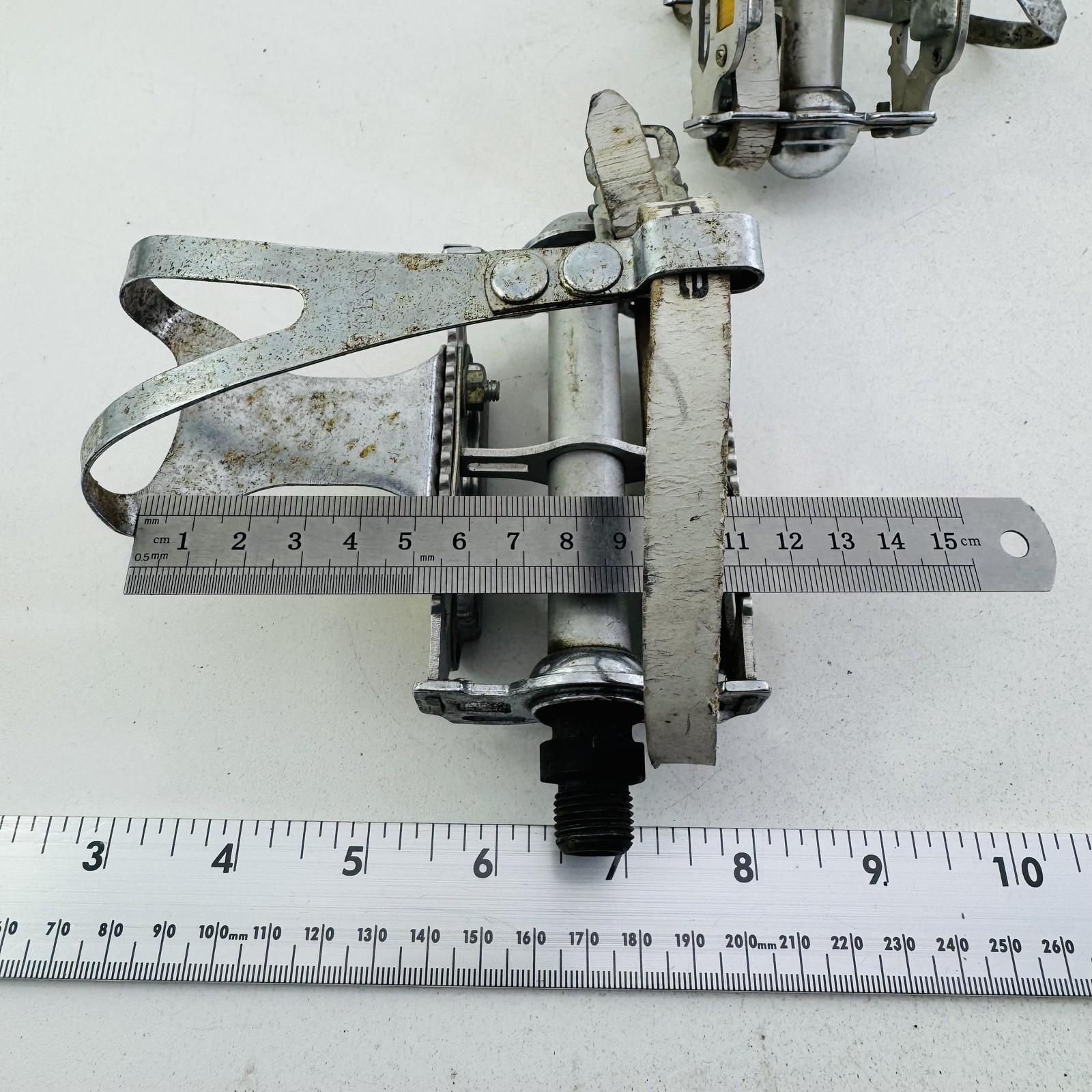 Vintage MKS K11A Platform Pedals Christophe Toe Clips Straps 9/16 In Silver A96