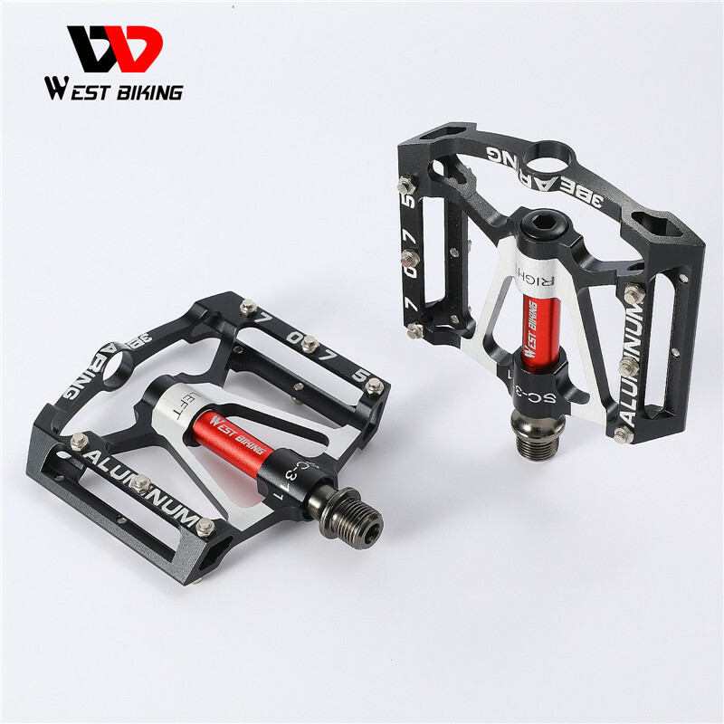 WEST BIKING 3 Sealed Bearing Bicycle Pedals Aluminum Bike Pedals Black 9/16 in