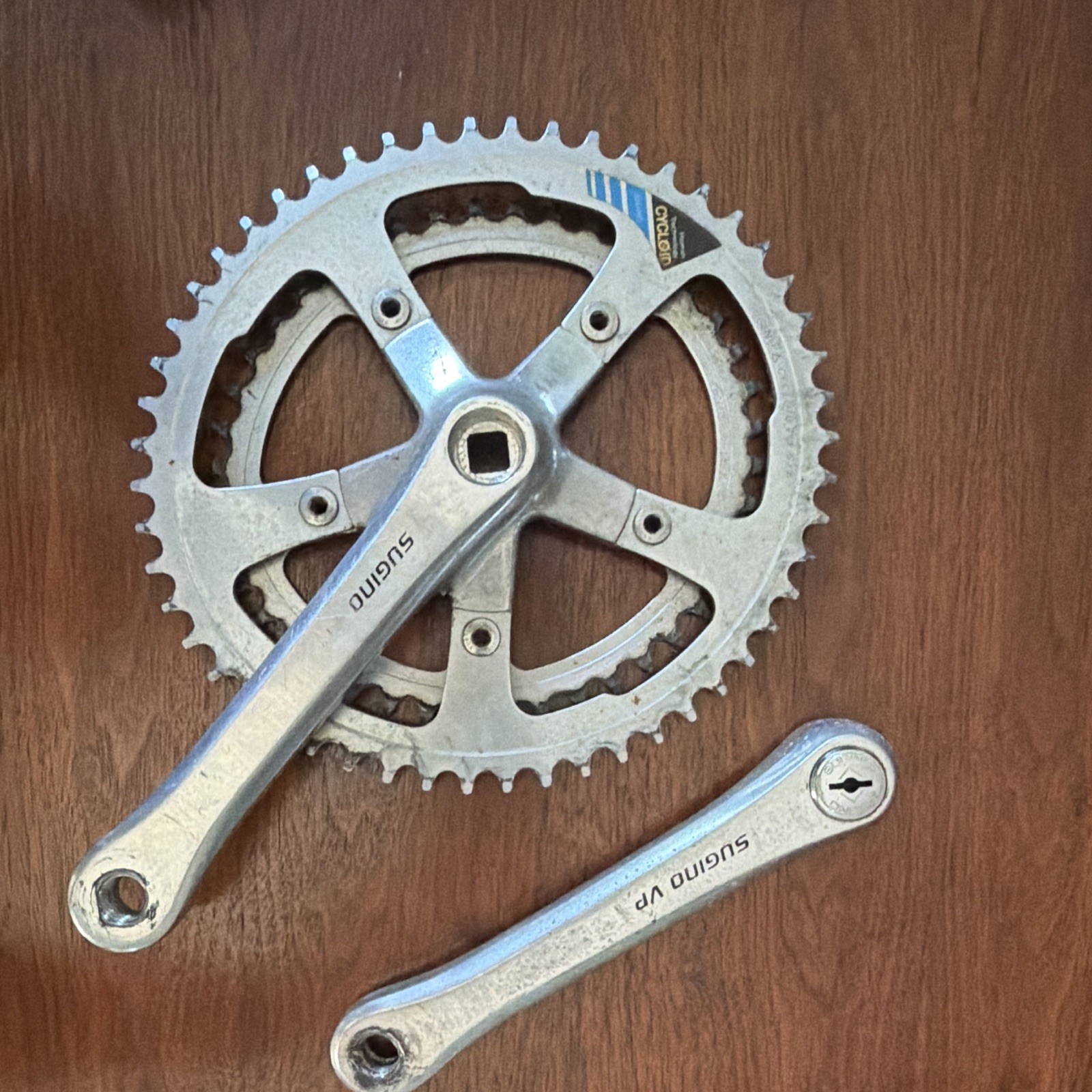 Sugino VP Double Chainring Crankset Square Taper 170mm Silver Road Bike