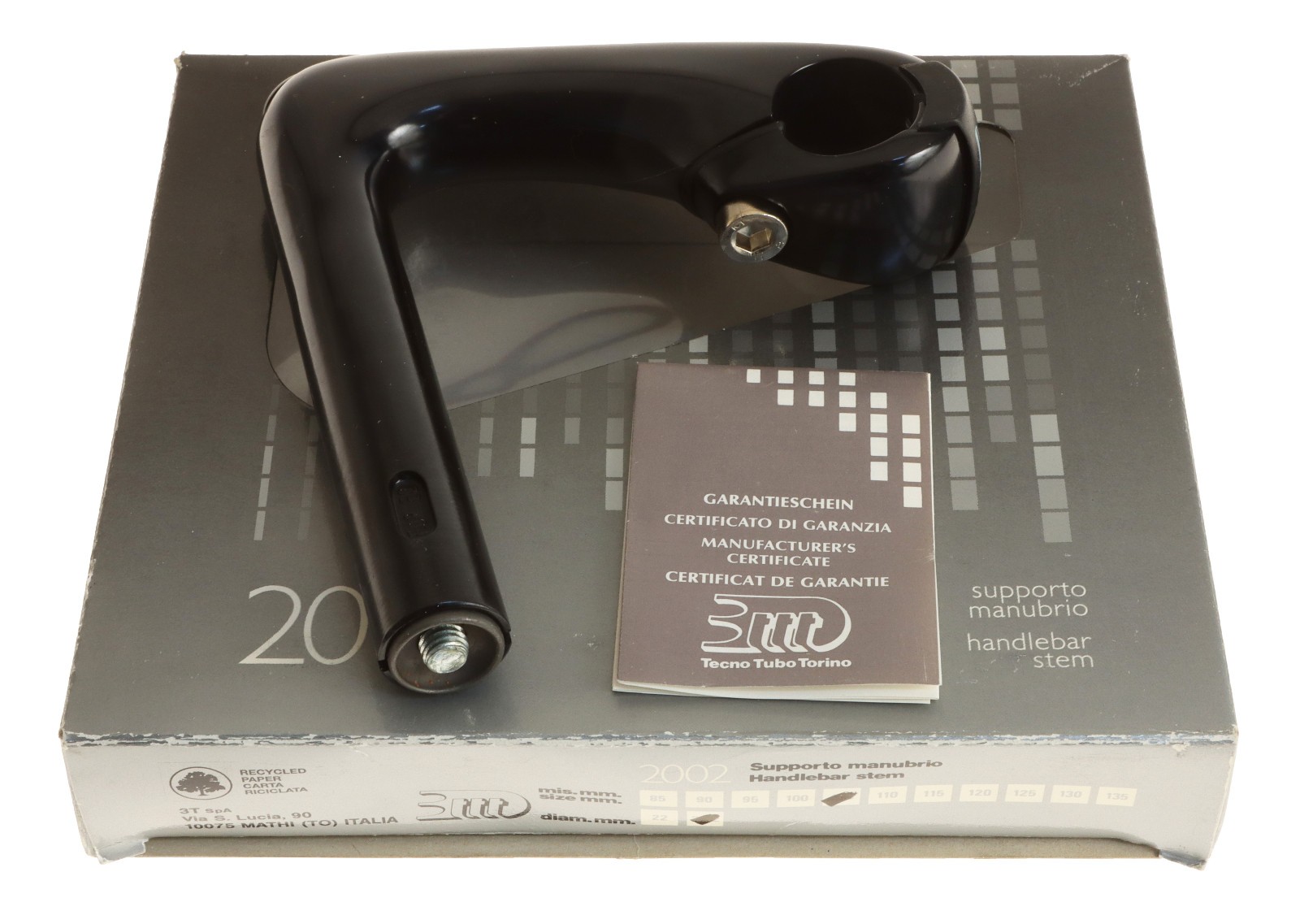 3ttt 1″ 2002 22.2mm Quill Stem 105mm 26mm Clamp Hinged Black -17° NEW NIB NOS