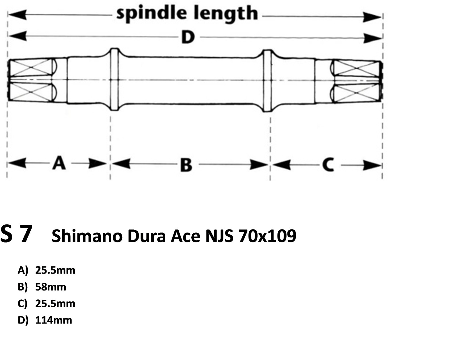 Shimano Dura Ace Bottom Bracket Spindle NJS 70×109 Italian Shell