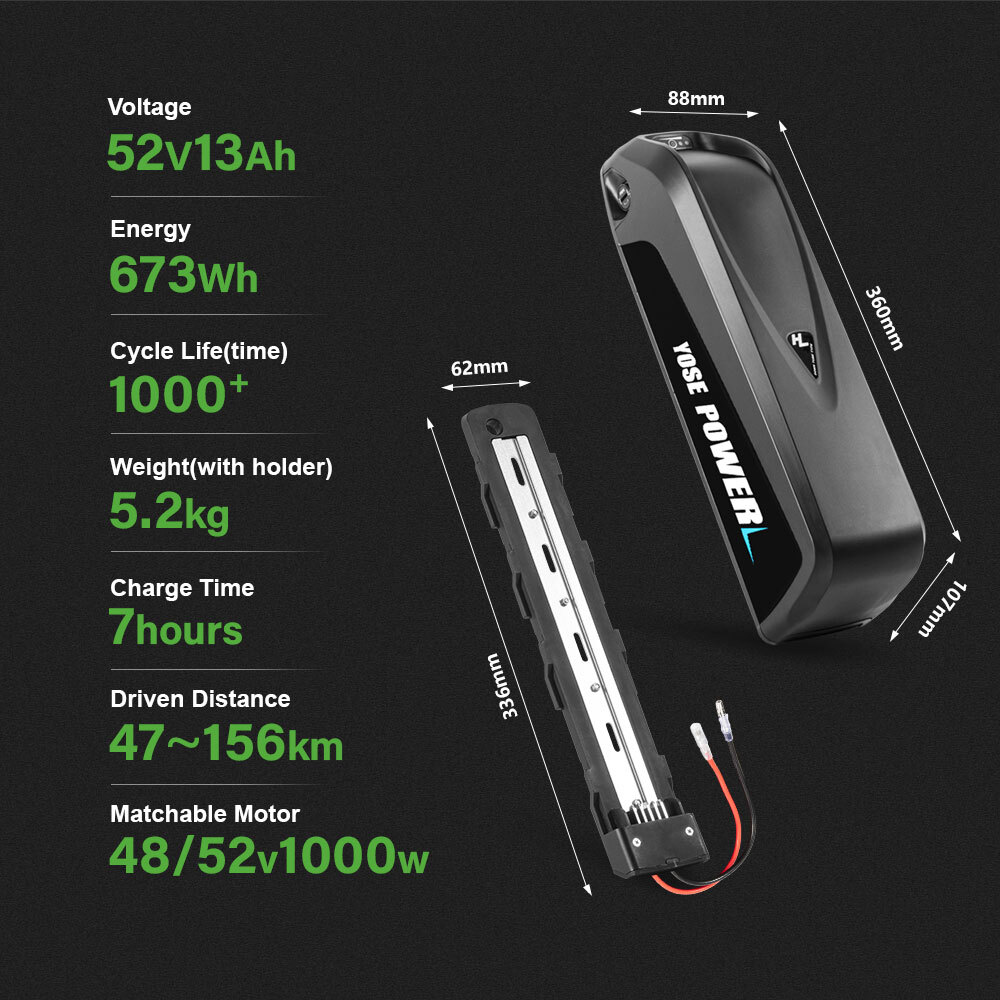 Electric Bike Hailong Battery 52V 48V 36V 15Ah 17Ah 20Ah Lithium Ebike Battery