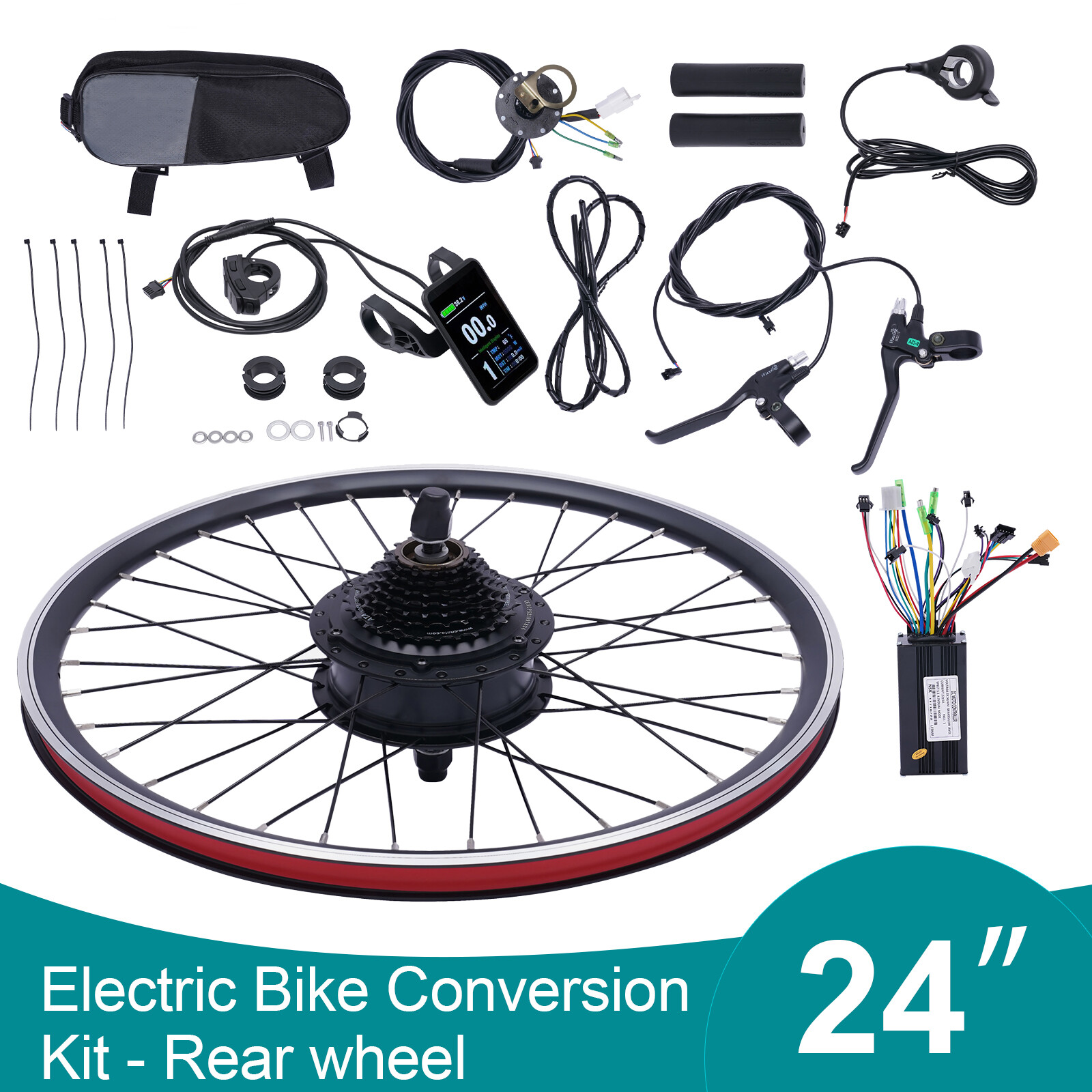 24 inch E-Bike Conversion Kit 36V 500W Electric Bicycle Rear Wheel Motor Hub Set