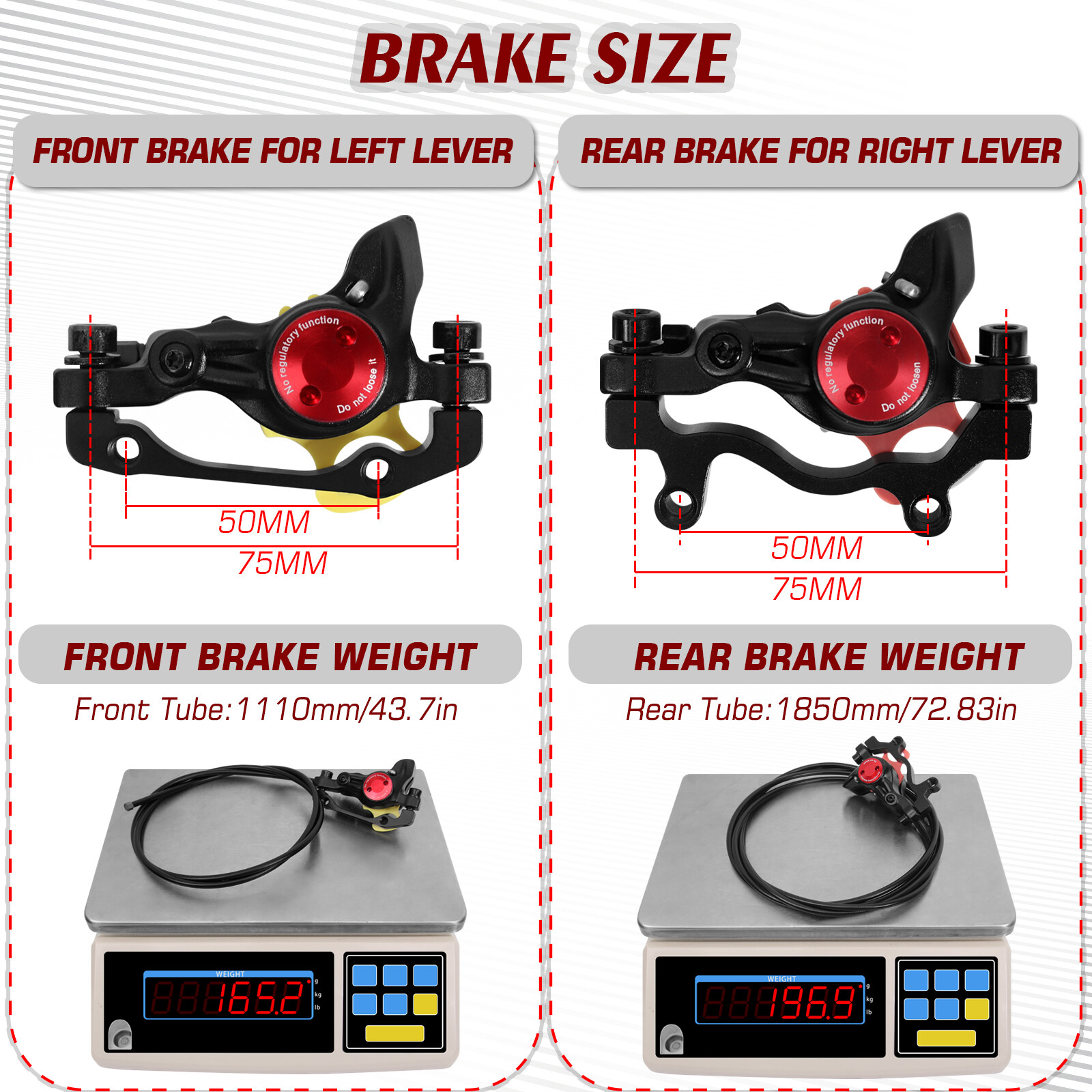 ZOOM HB-775E 2-Pistons Hydraulic Disc Brake MTB Power Off Front&Rear 1110&1850mm