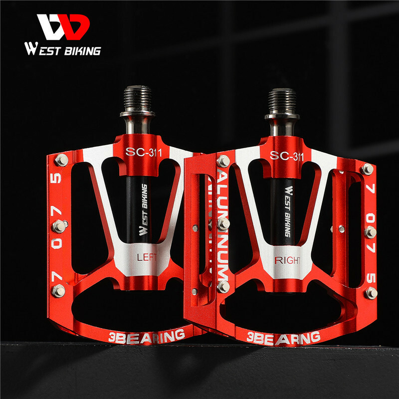 WEST BIKING Bicycle Pedals Aluminum 3 Sealed Bearing Cycling Bike Pedals Red