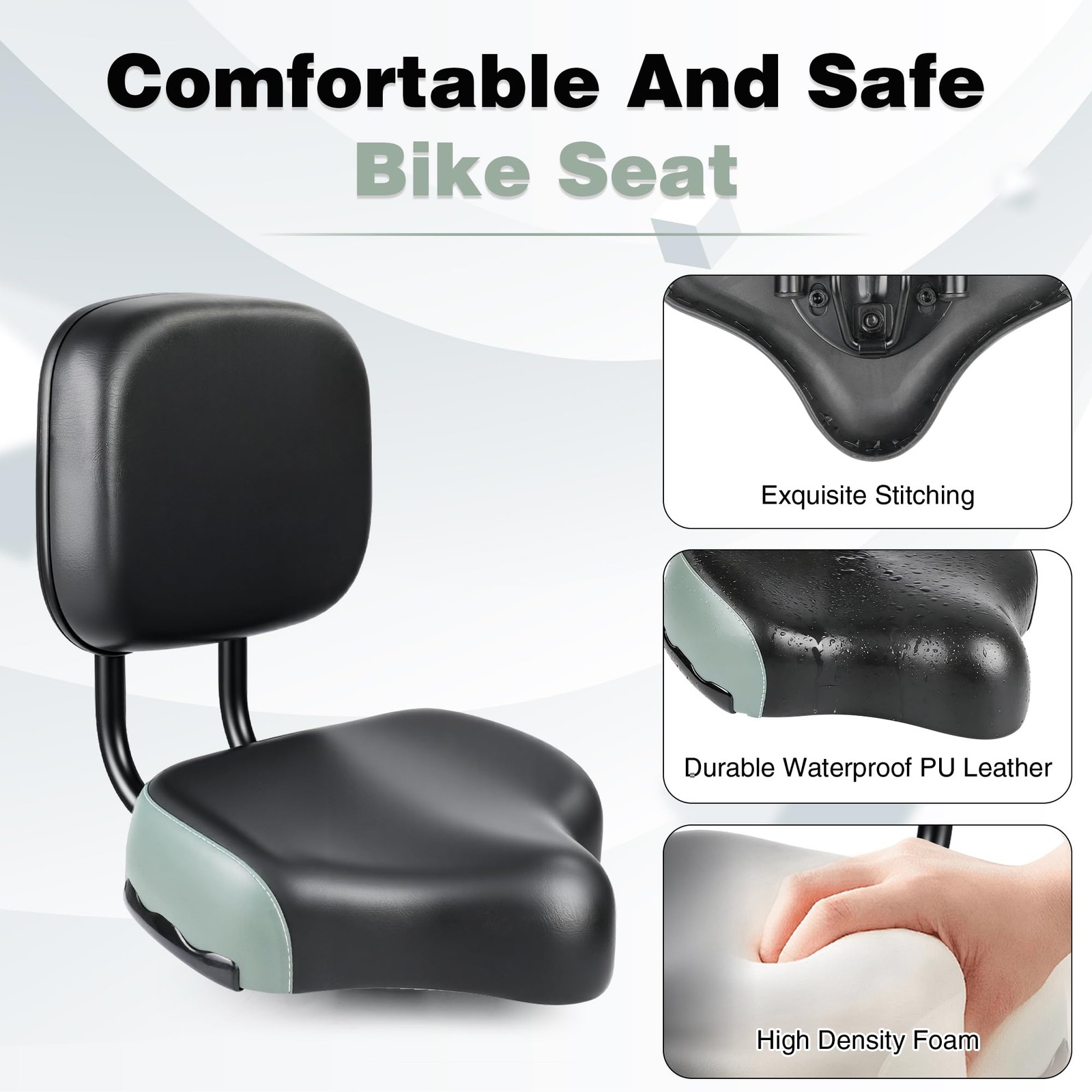 FOMAS Bike Saddle with Backrest Black Adjustable