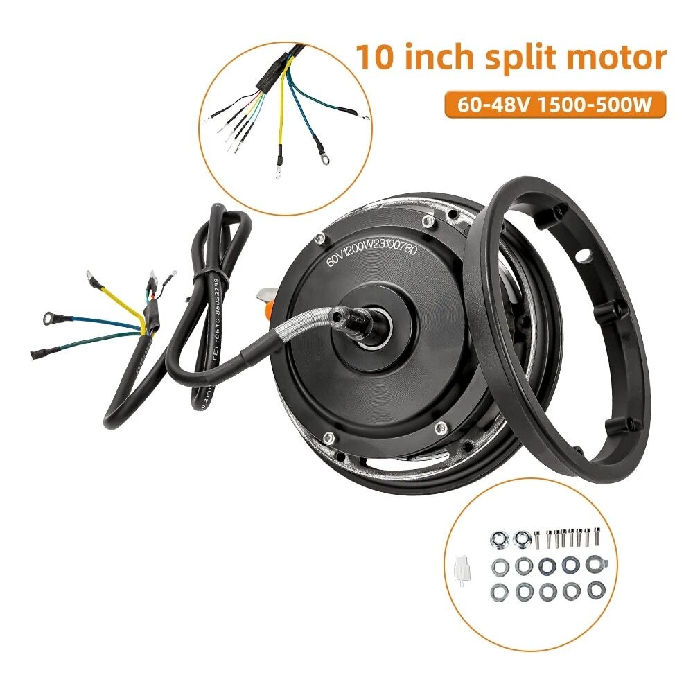10 inch Scooter Brushless Spilt Hub Motor 48V60V 500-1500W Replace Wheel Motor