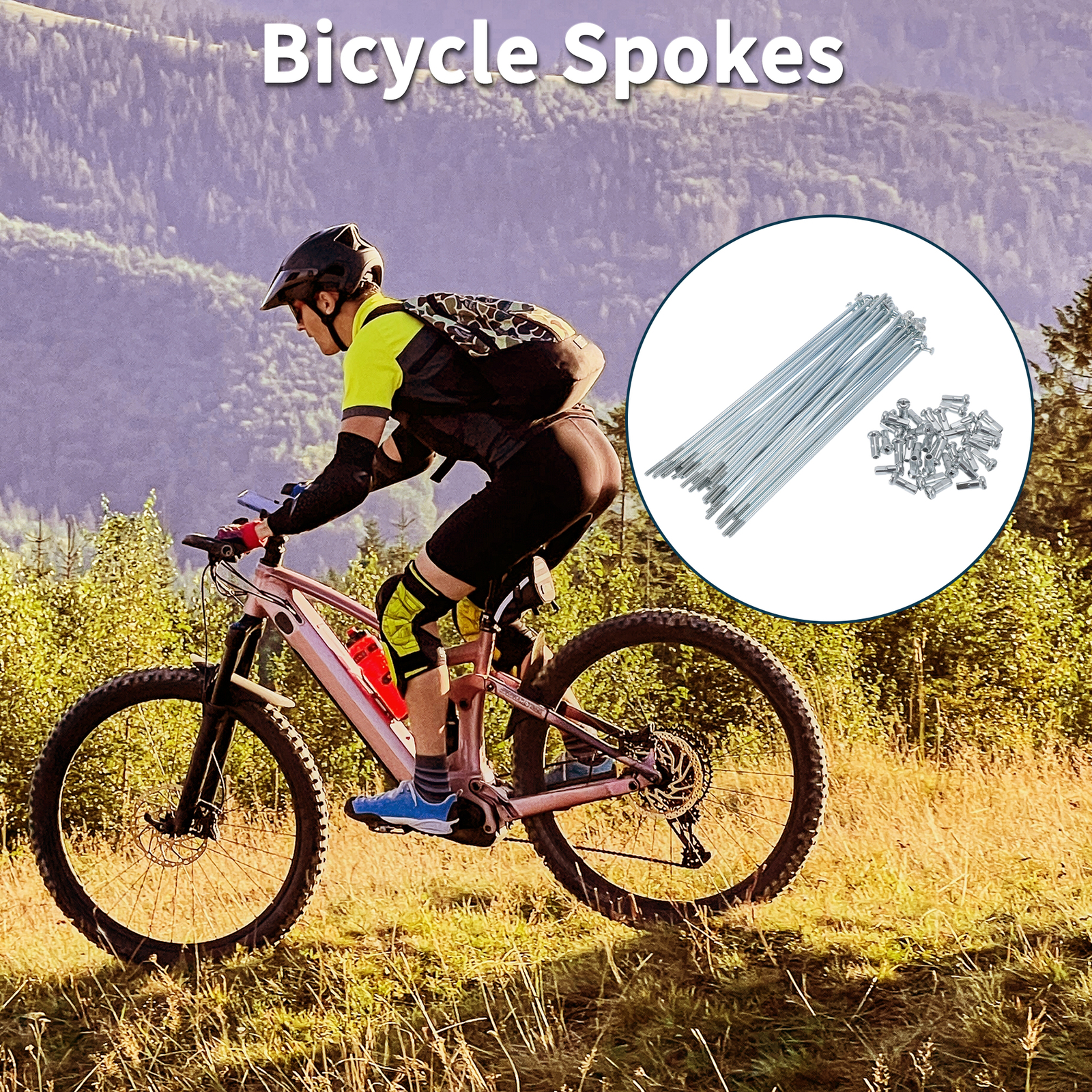 1 Set 13G 139mm Length Bicycle Spokes Nipple 45 Steel Galvanized Universal
