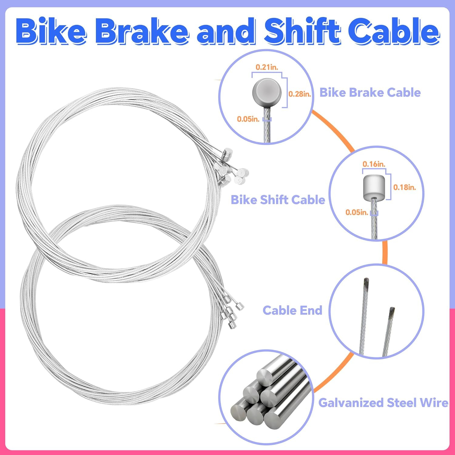 103Pcs Bike Brake Cable Kit with Stainless Steel Wire Cutter, Including Brake an