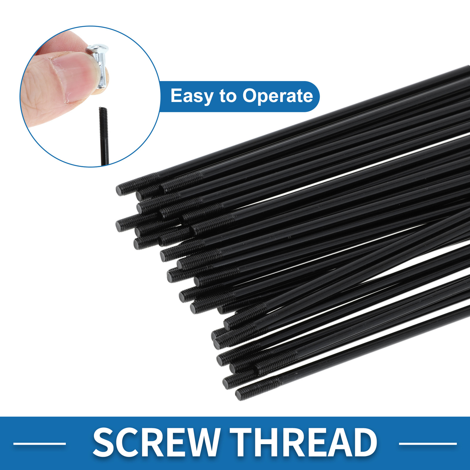 1Set 12G 185mm Length Bicycle Spokes Nipple Carbon Steel Black Universal