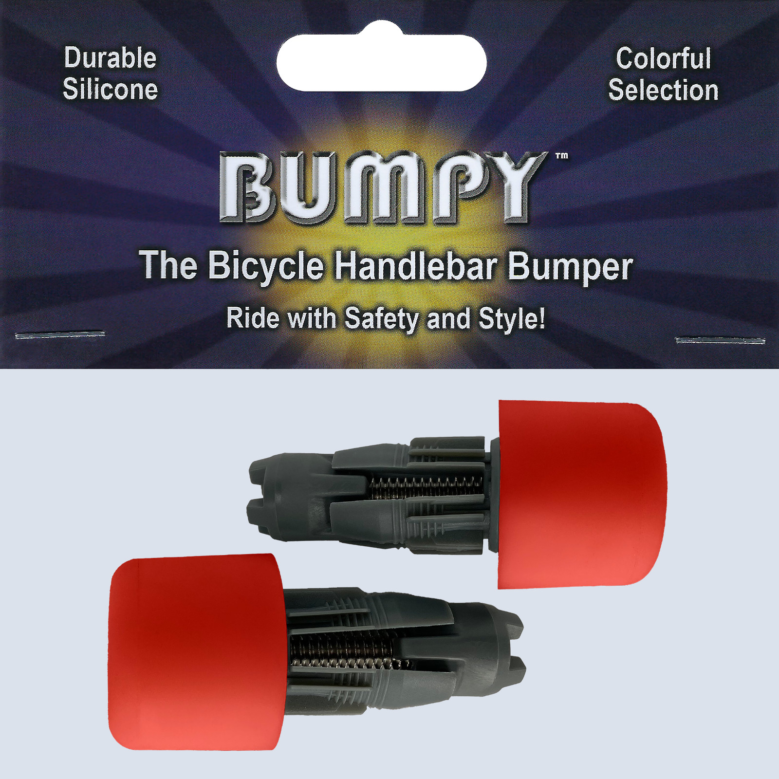 BUMPY END PLUG Bike Handlebar Soft Safe Secure Best Fit Grip Cap Red Pair