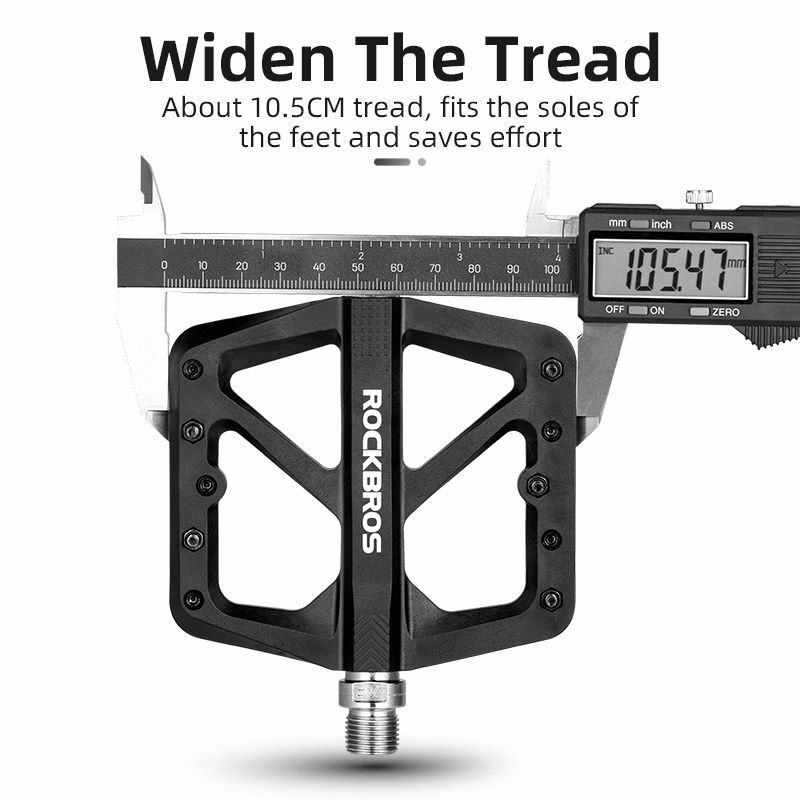 ROCKBROS Mountain Bike Nylon Pedals Endure Light Flat Platform DU Bearing 9/16″