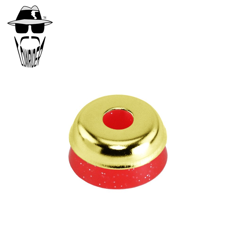 ORIGINAL LOWRIDER Gold Springer Fork Head Ring Sparkle Red Rubber Universal.