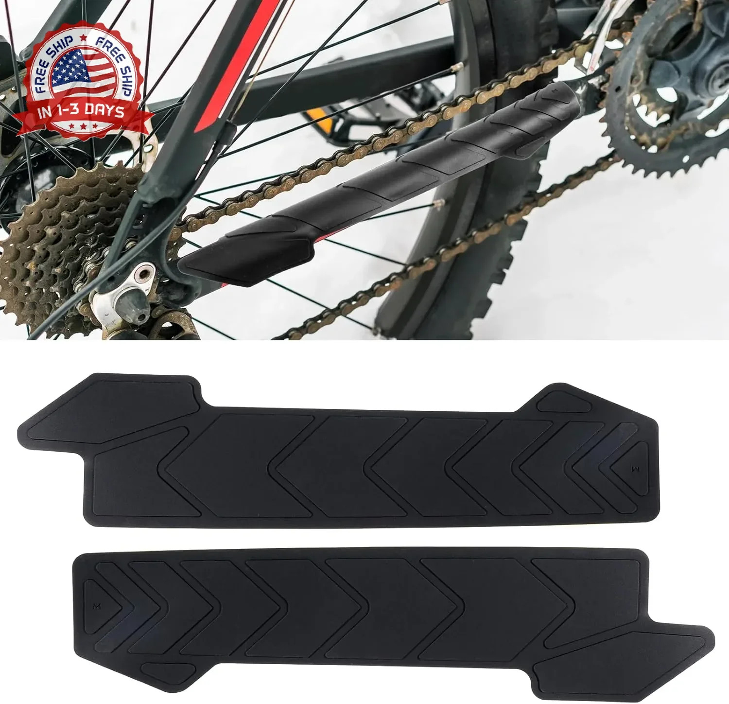 Mountain Bike Chainstay Protector Silicone MTB Frame Guard 216x53mm 2 Pcs for Bi