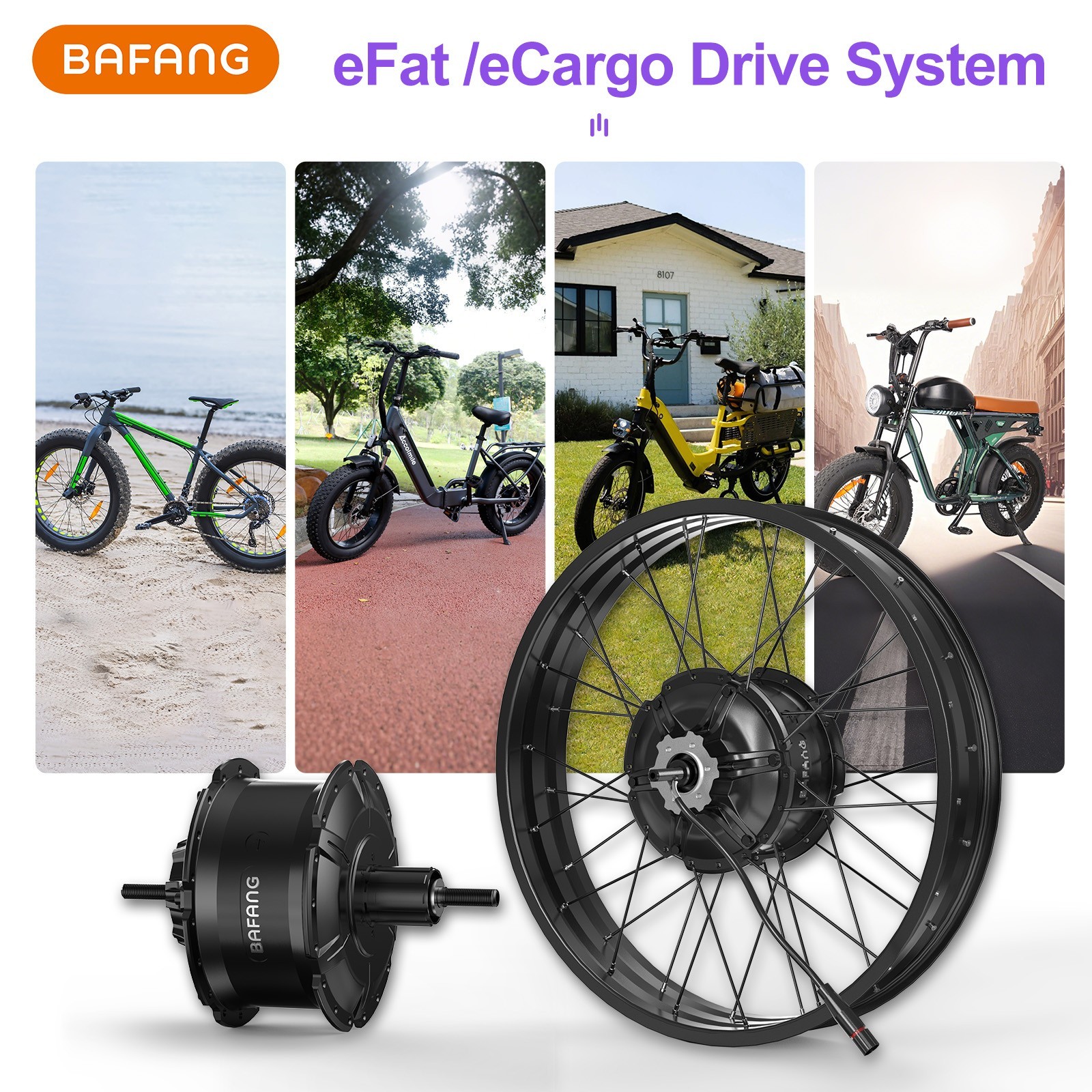 BAFANG 48V1000W Rear Wheel Hub Motor 20″ 26″ EBike Conversion Kits for Fat Tire