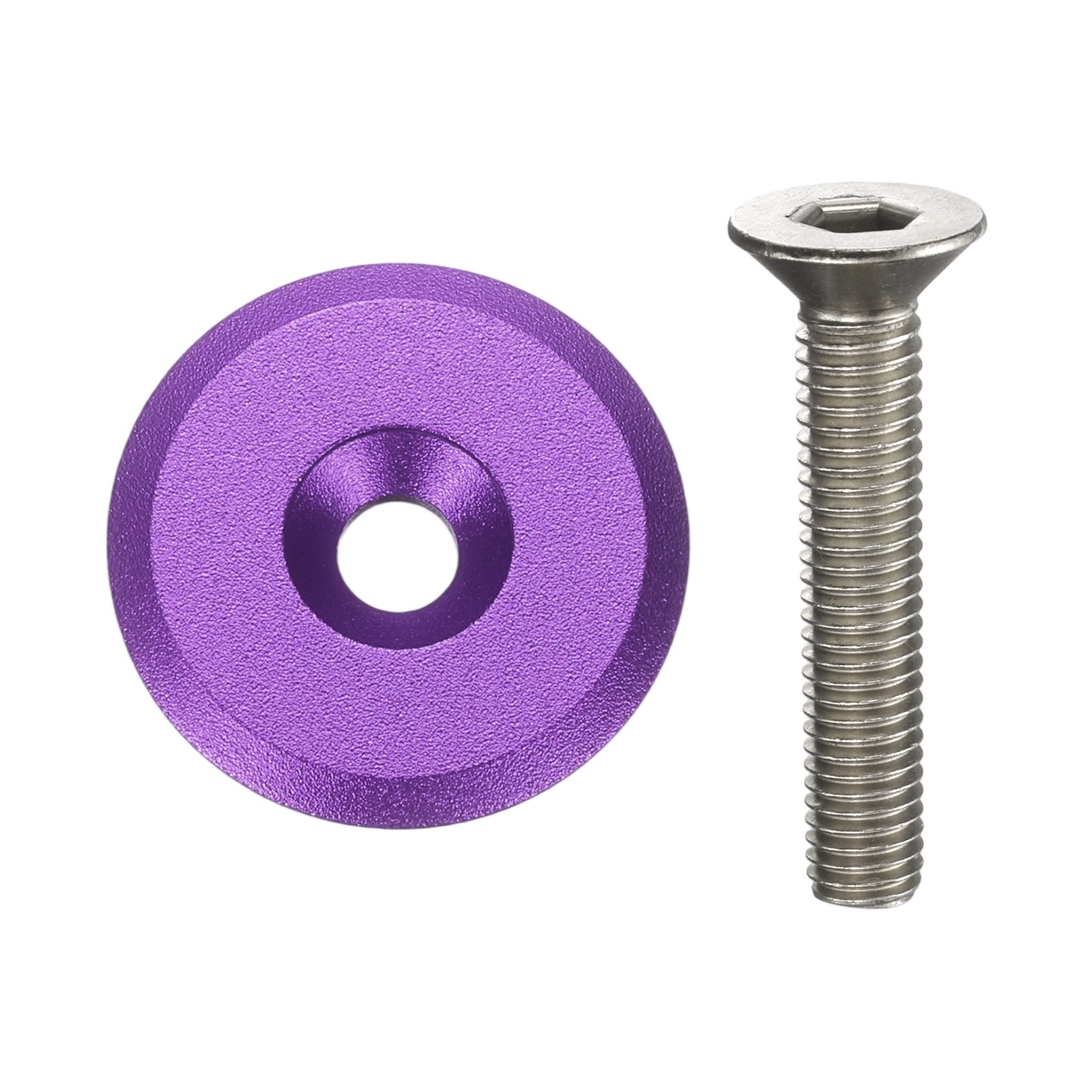 Bicycle Headset Stem Top Cap 1-1/4″ OD Matte Surface with M6 Bolt Purple