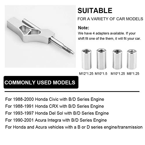 Adjustable Short Shift Extension Shifter Knob with Adapters – Silver