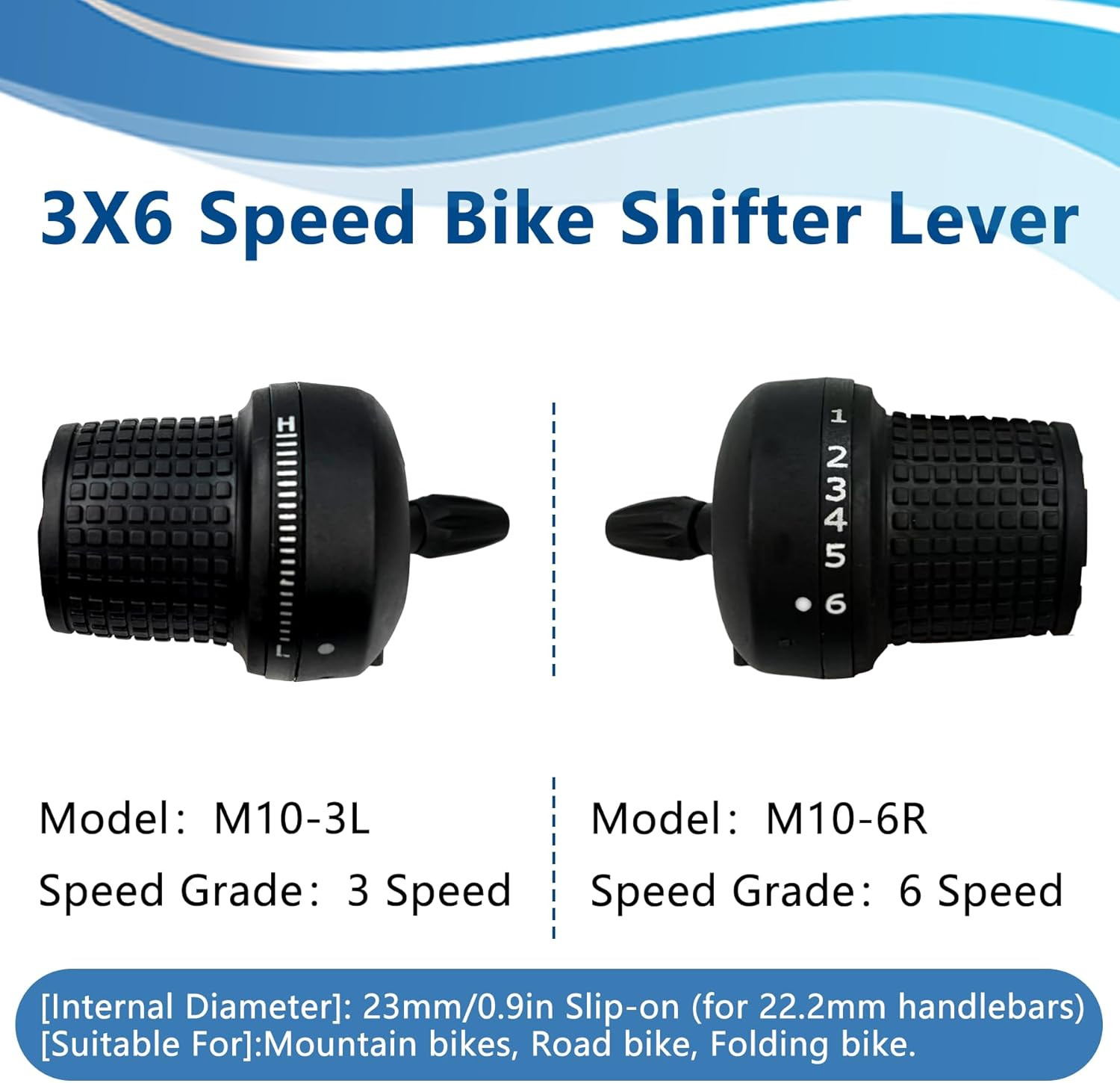 Bicycle 18 Speed Shifter Twist Shifter Lever 3X6 Speed Grip Shift Left and Right