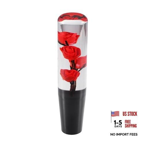 Red 20cm Rose Flower Car Shift Knob – Manual Automatic Stick – Universal