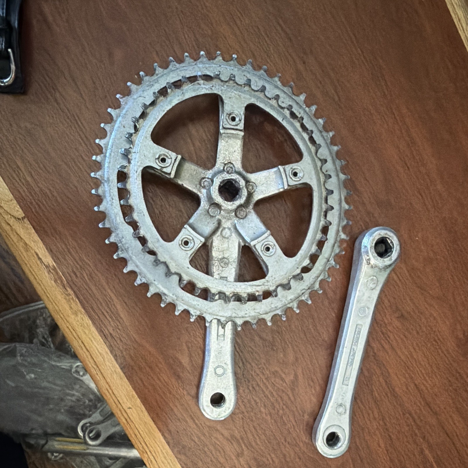 Sugino VP Double Chainring Crankset Square Taper 170mm Silver Road Bike