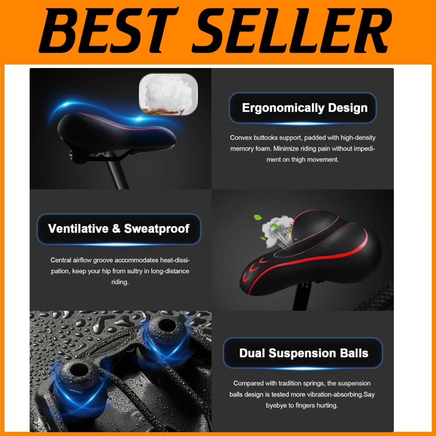 Oversized Bike Seat with Memory Foam