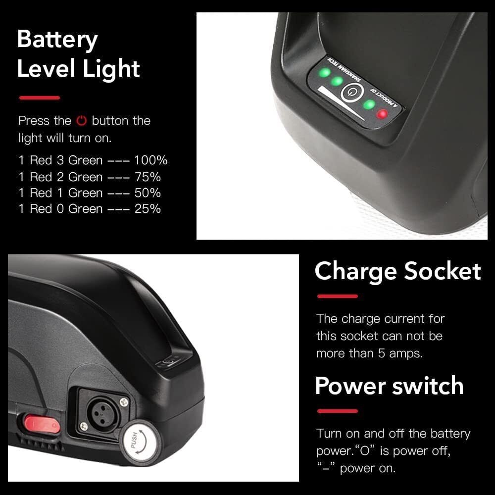 36V 48V 52V 15Ah 20Ah 25A Lithium Ion Ebike E-bike Electric Bike Bicycle Battery