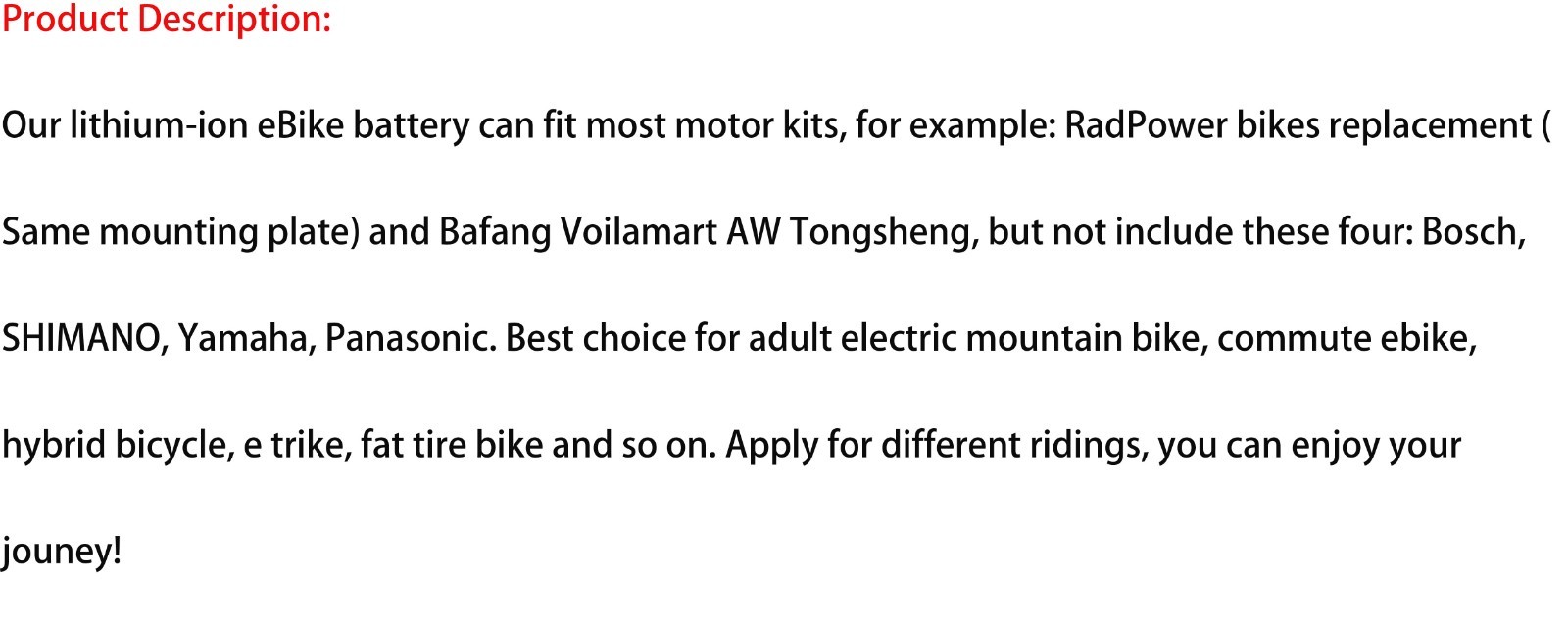 48V Lithium Ebike Battery for 200W – 1500W Electric Bicycle Bike Scooter Motor