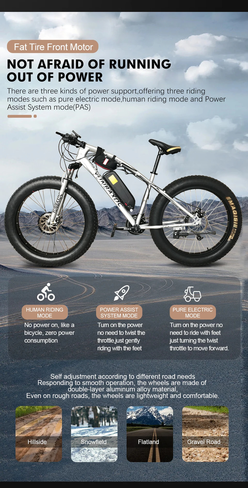 20/24/26inch E-bike Fat Tire Conversion Kit 48V 1500W Front Wheel Conversion Kit