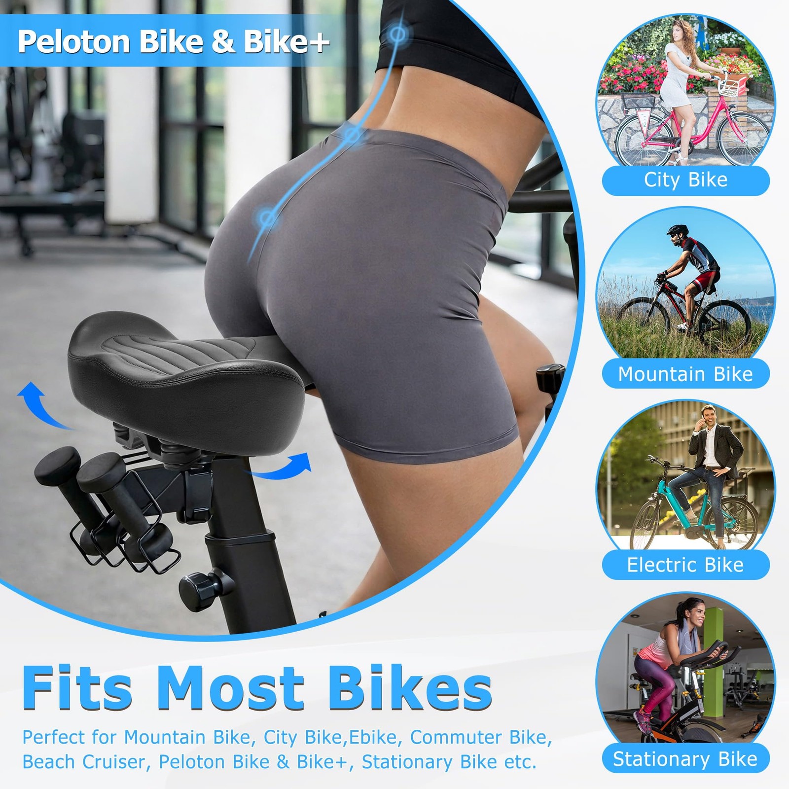 CDYWD Oversized Bike Seat for Men & Women Comfort, Extra Wide Bicycle Seat Cu…