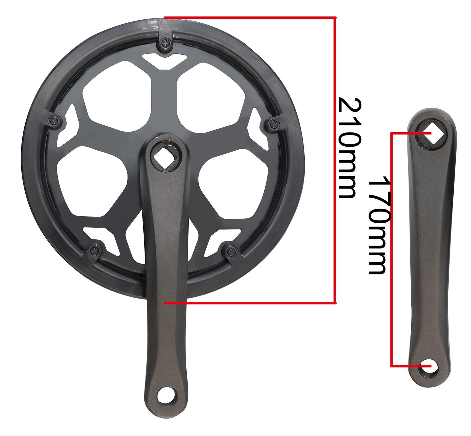 Urban Folding Bicycle Crank Single Speed 48T Chainring Arm Set Parts Black