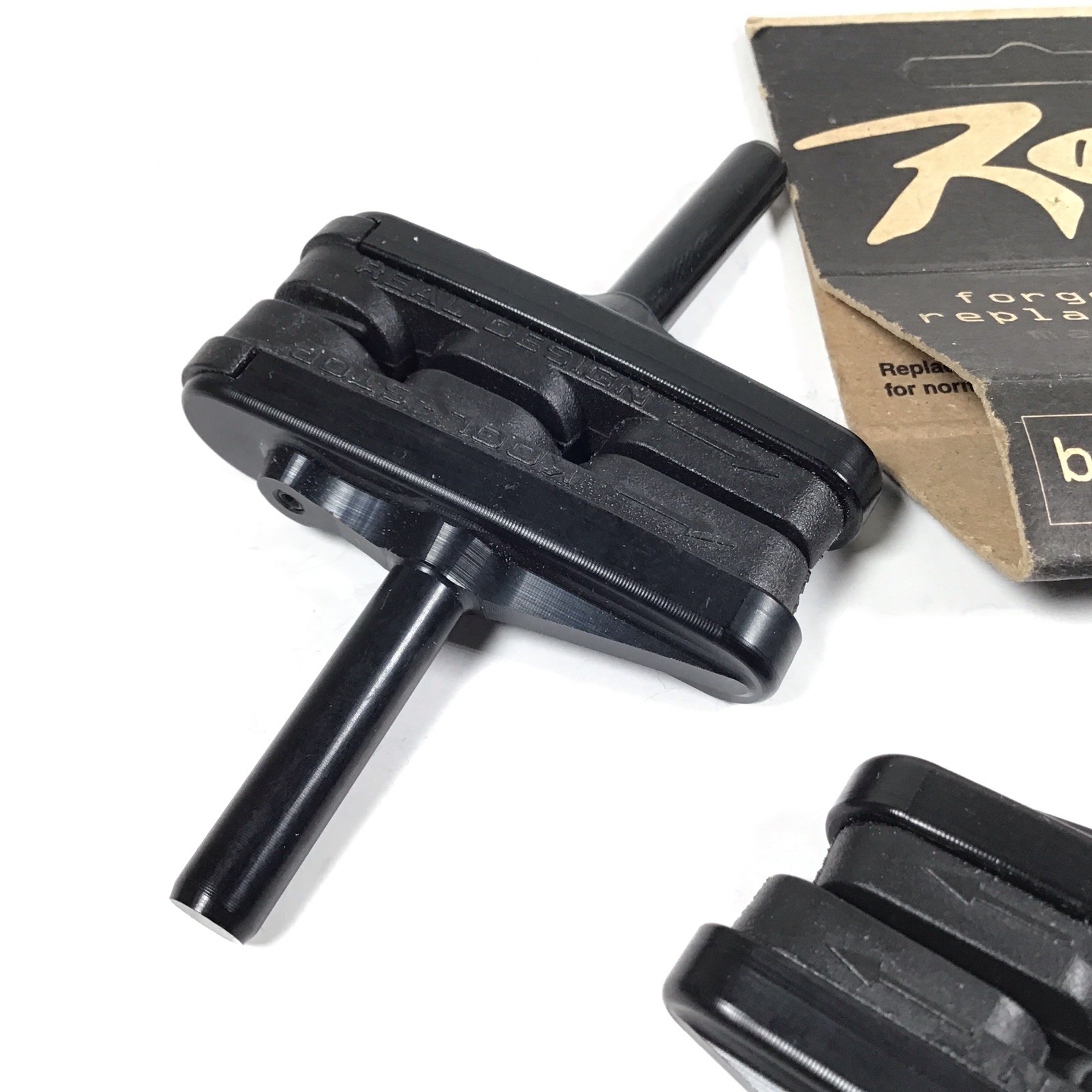 Real Design Cantilever Brake Shoes Pads Black Alloy Machined NOS Vinatge MTB BMX