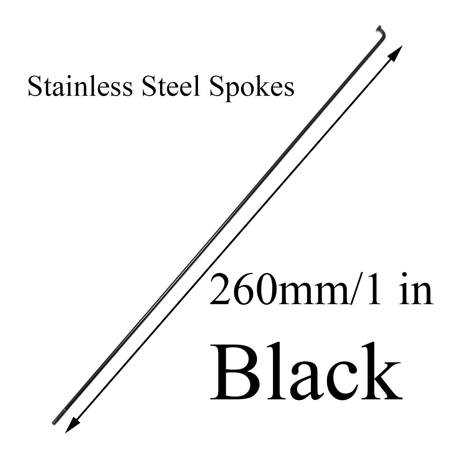 12pcs Black 304 Stainless Steel Spokes and Nipples 260mm Mountain Bike/Road B…