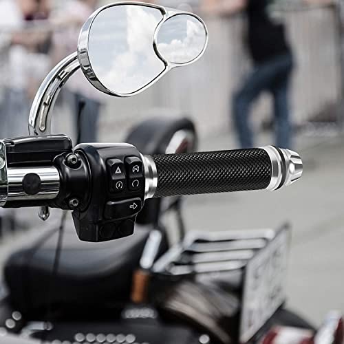 Motorcycle Hand Grips with Bar End Cap, Racing CNC Aluminum & Soft Rubber black