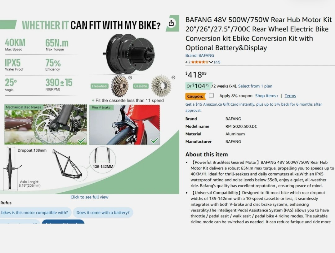 48v 500watt 20in ebike assembly