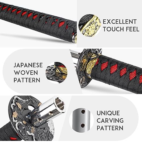Katana Gear Shift Knob Samurai Sword Shifter Knob Universal Fit for Black+Red
