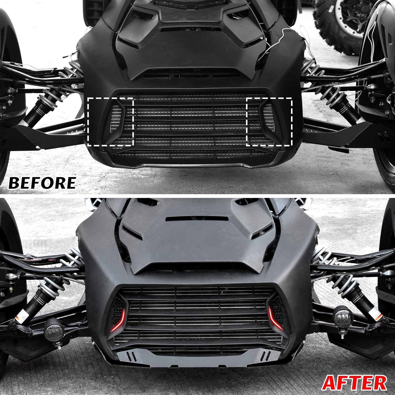 Full-Grille Protection Inserts for All Can-Am Ryker Models – Black ABS Design