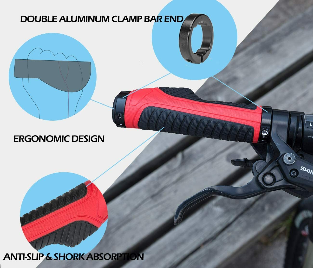 ROCKBROS Bike Grips Bicycle Double Lock-on Ergonomic Non-Slip Handlebar Grips