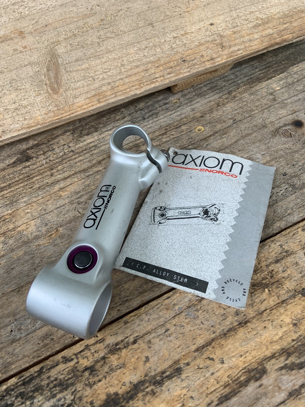 NOS 115mm Norco Axiom Alloy Silver N Purple Threadless MTB Stem- 25.4 Bar 1 1/8