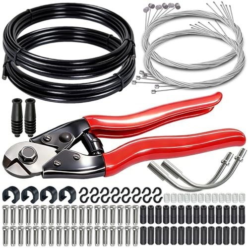 107PCS Stainless Steel Bike Cable Kit – Brake & Shift Cables, Cutters, Caps & O-