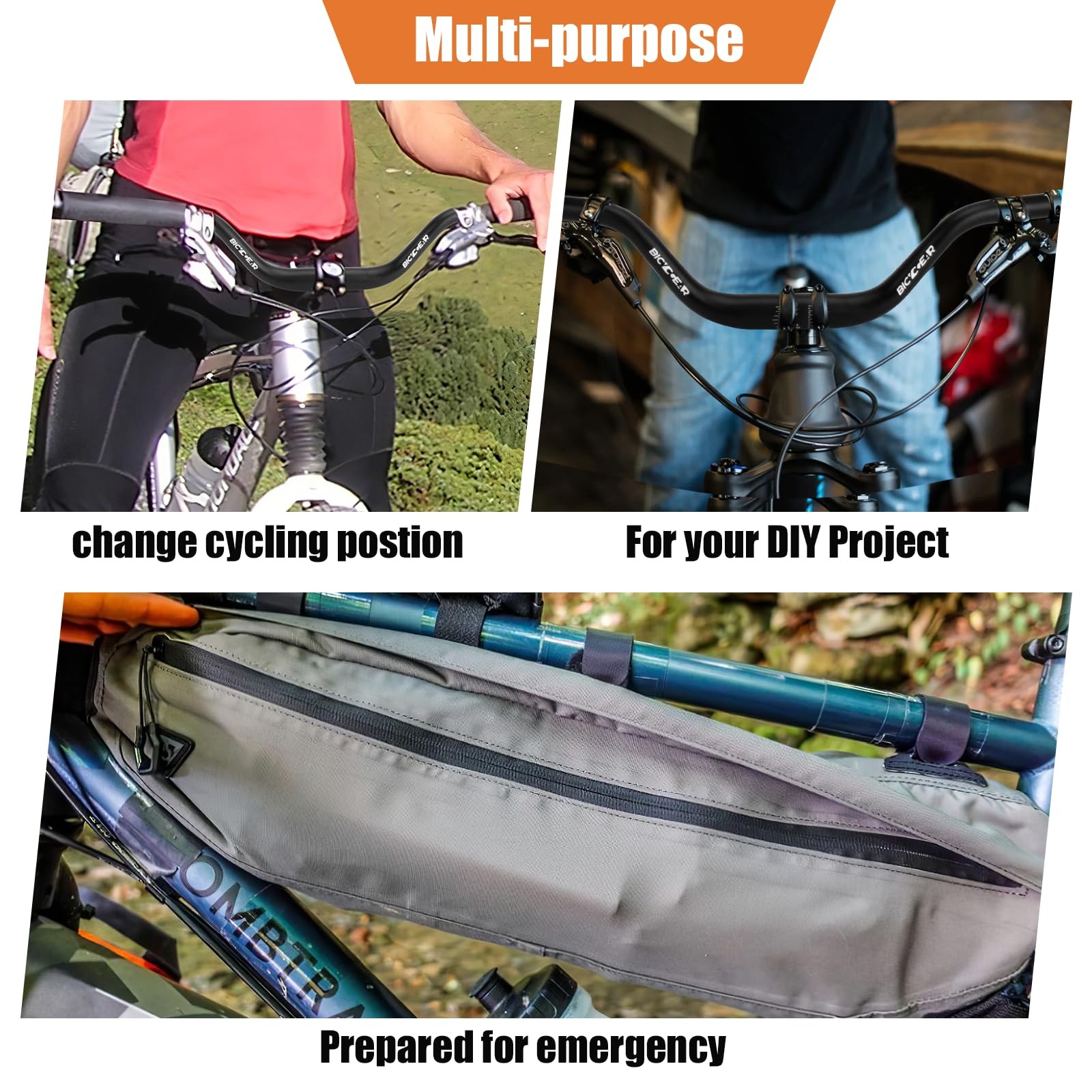 25.4 Mountain Bike Handlebar 640mm, 100mm Rise Bicycle Handlebar 10° Backswee…