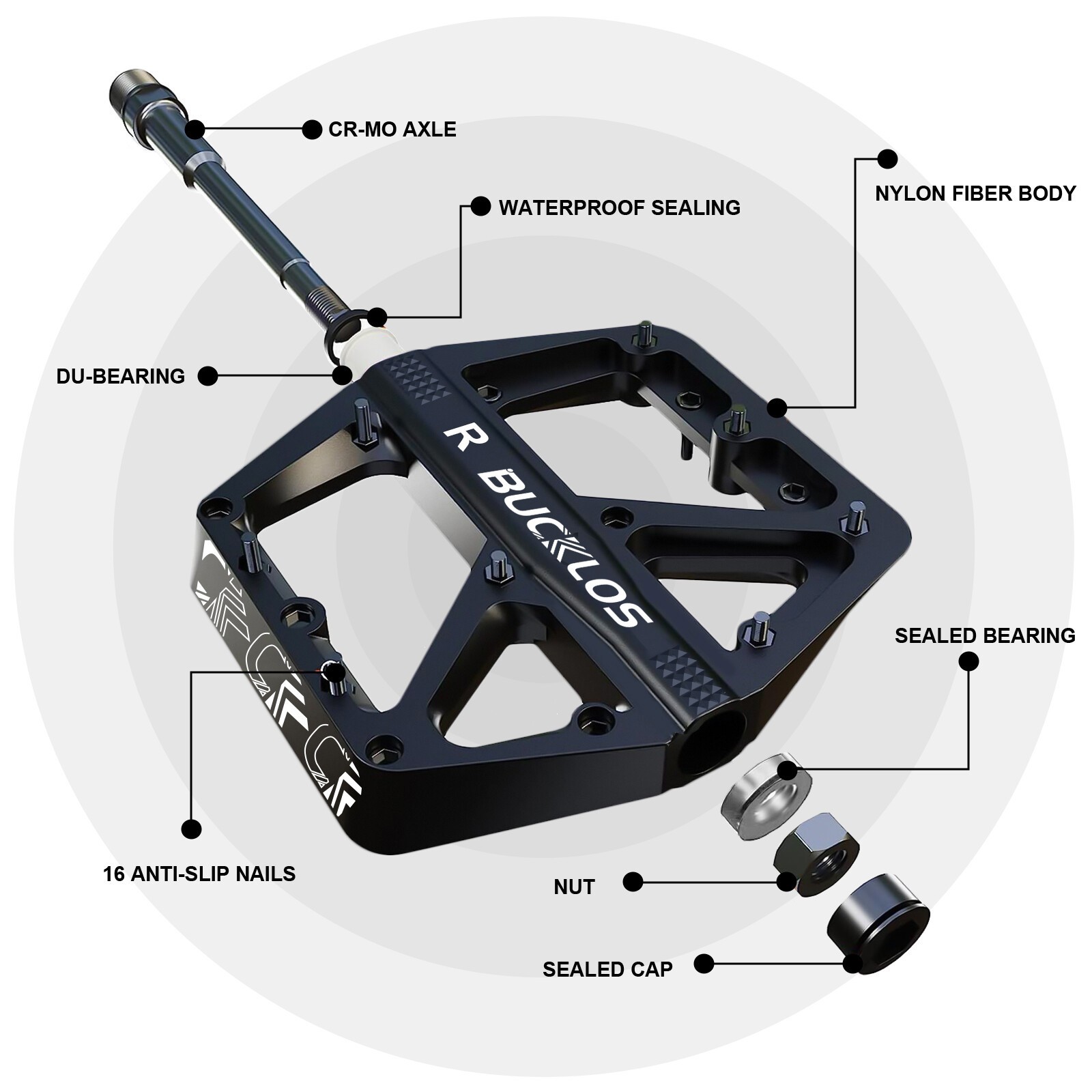 Mountain Road Bike Bicycle Bearing Pedals Widen Nylon Pedals 9/16″ For ROCKBROS