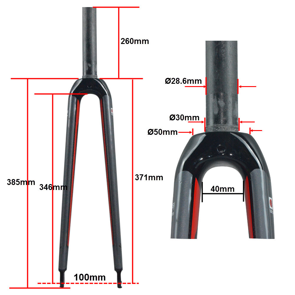 Carbon Fiber Road Bike Fork 700C Rigid Straight Bicycle Fornt Forks C Brake QR